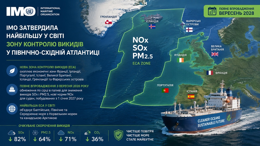 IMO затвердила найбільшу у світі зону контролю викидів у Північно-Східній Атлантиці