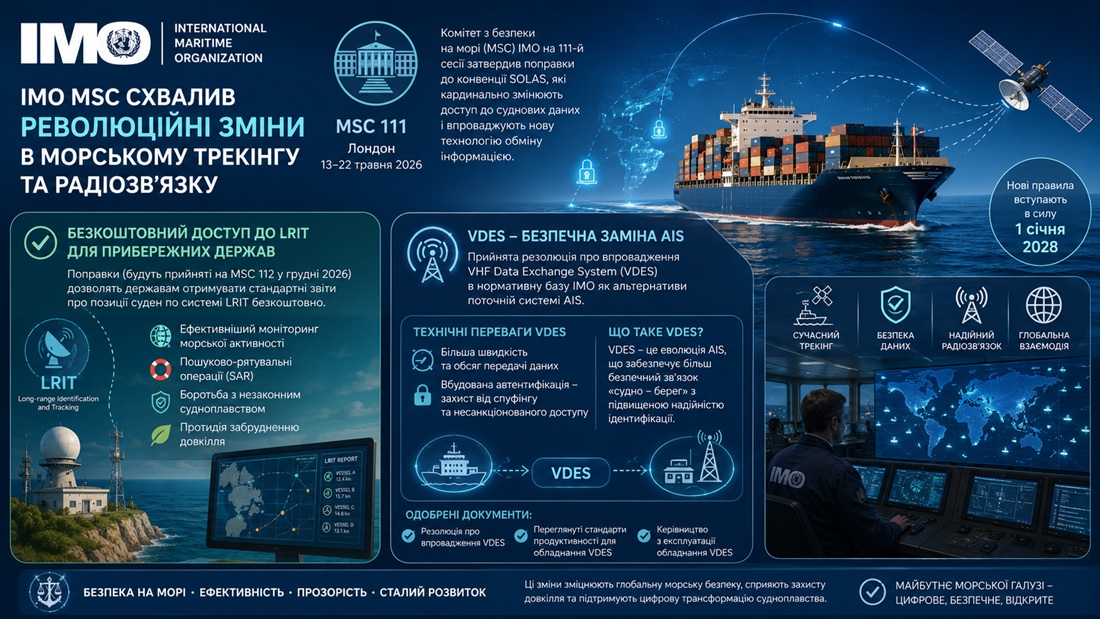 IMO MSC схвалив революційні зміни в морському трекінгу та радіозв’язку