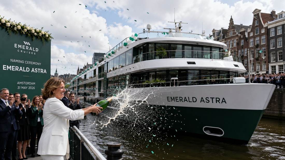 Emerald Cruises провела церемонію хрещення нового річкового судна Emerald Astra в Амстердамі